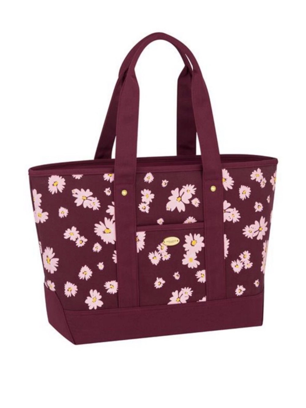 Coach Burgundy Tote bag with Pink Daisy Print